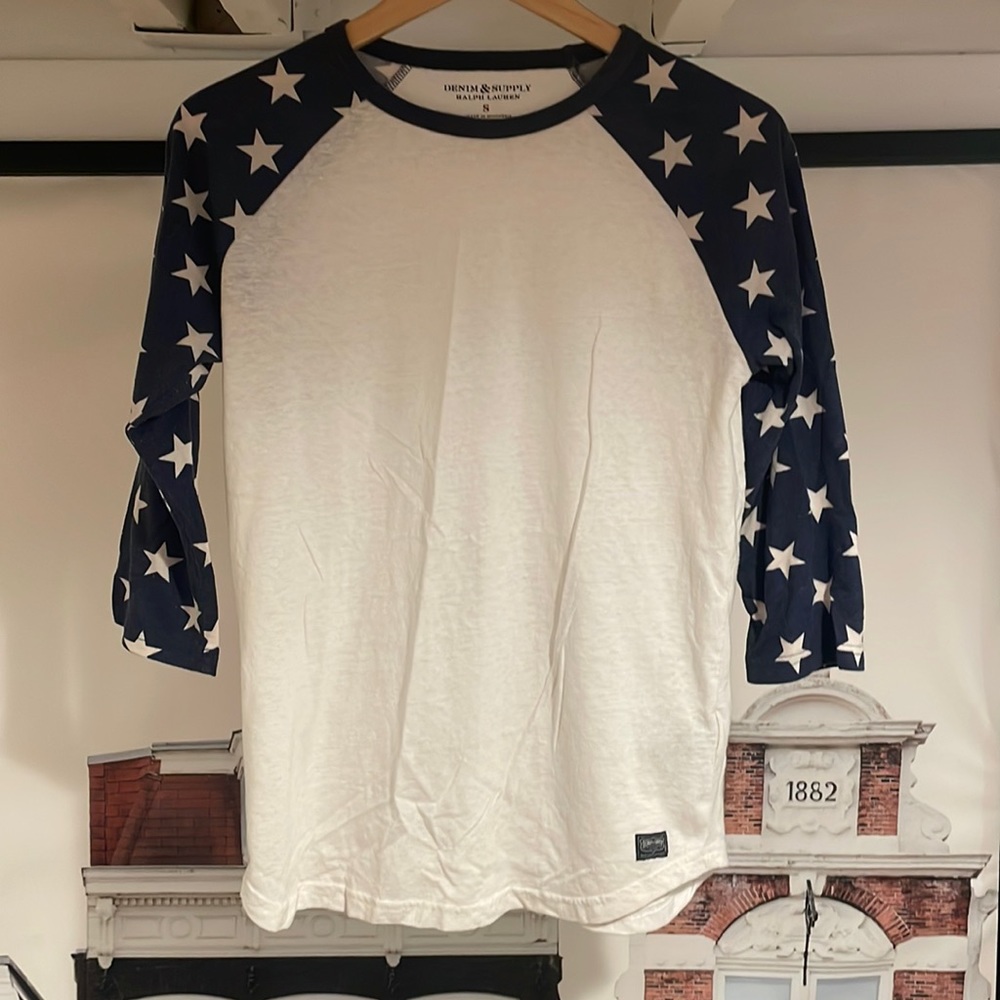 Denim and supply, Ralph Lauren, three-quarter sleeve T-shirt.